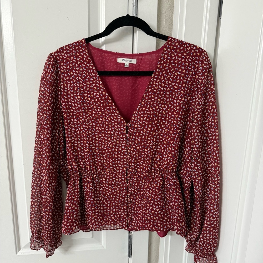 Madewell Burgundy Floral Blouse